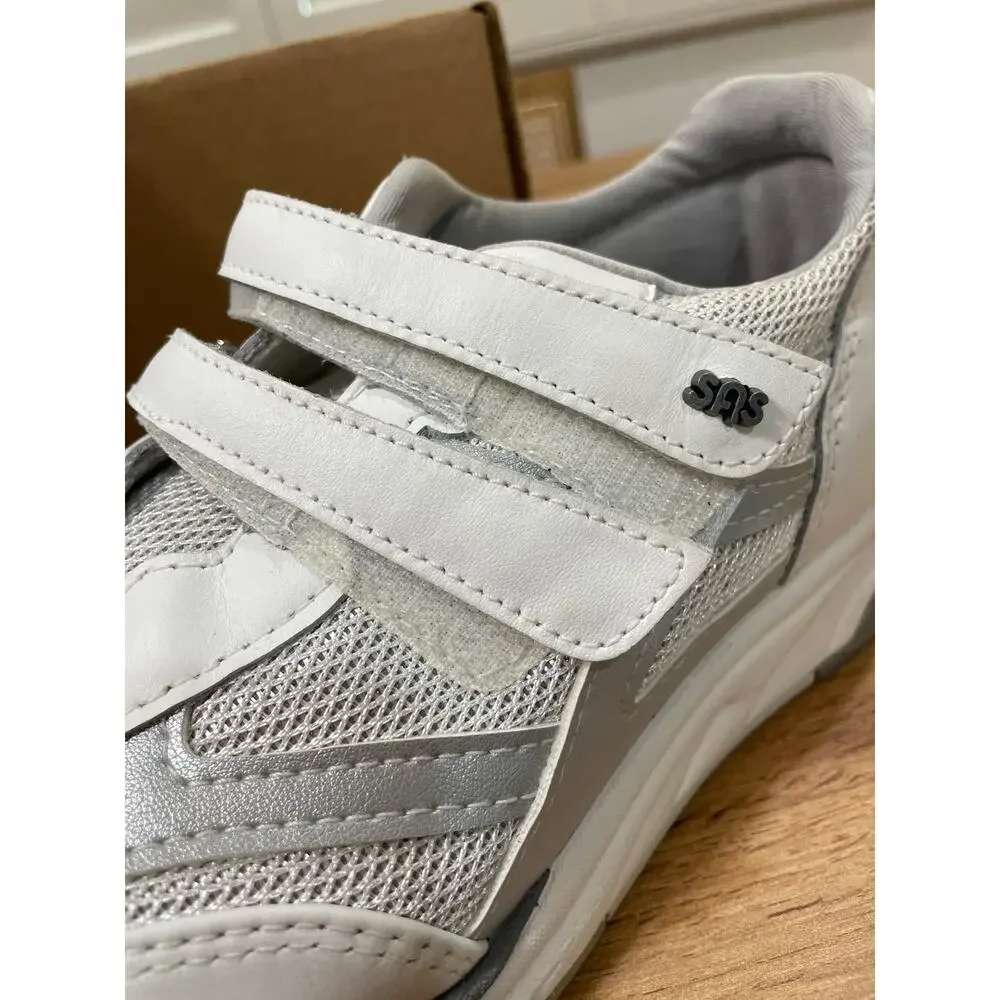 SAS Women's TMV Walking Shoes White Silver Leather Size 7.5 WW Lightly Worn